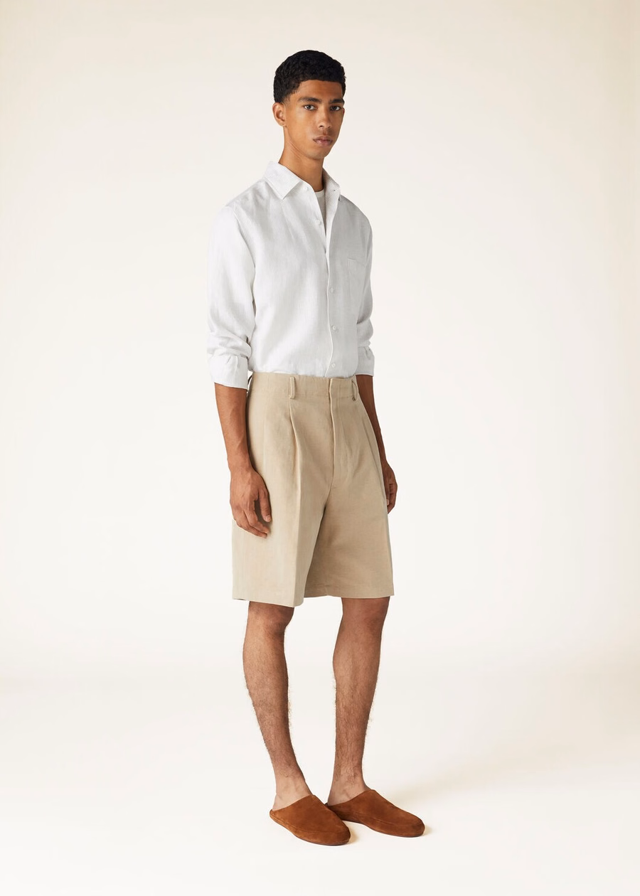 Andre Shirt In Dark Sand Micro Stripes