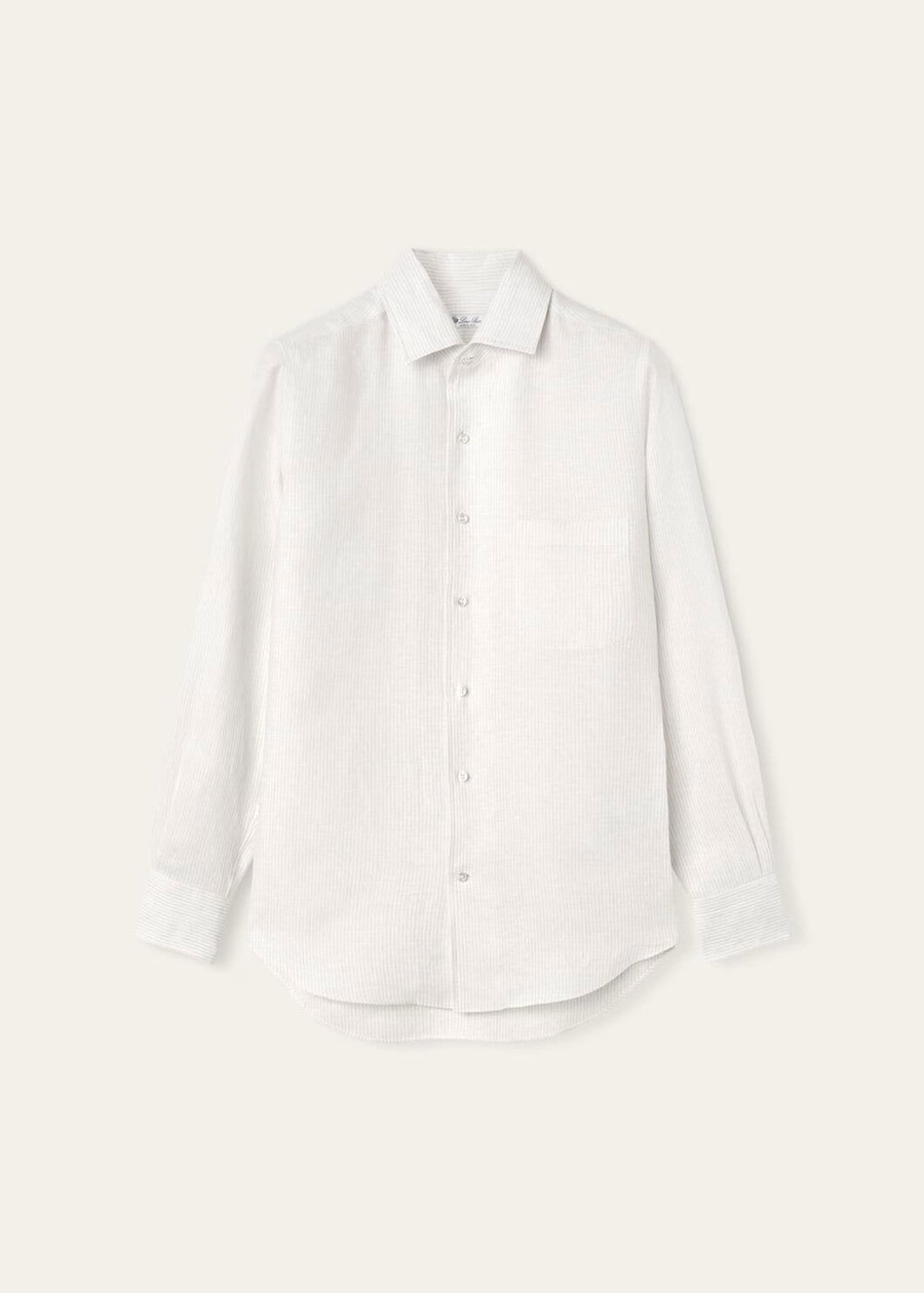 Andre Shirt In Dark Sand Micro Stripes