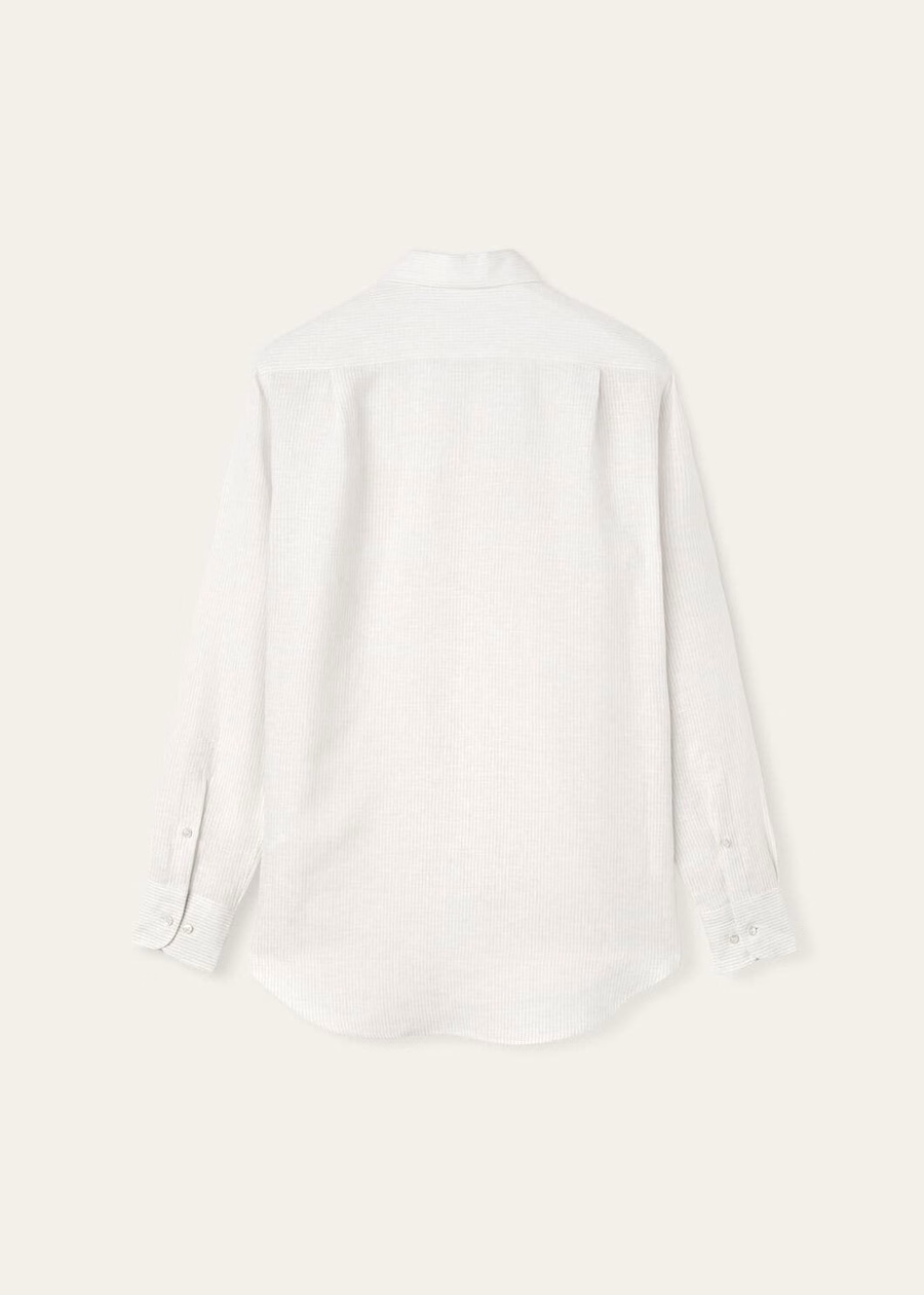 Andre Shirt In Dark Sand Micro Stripes