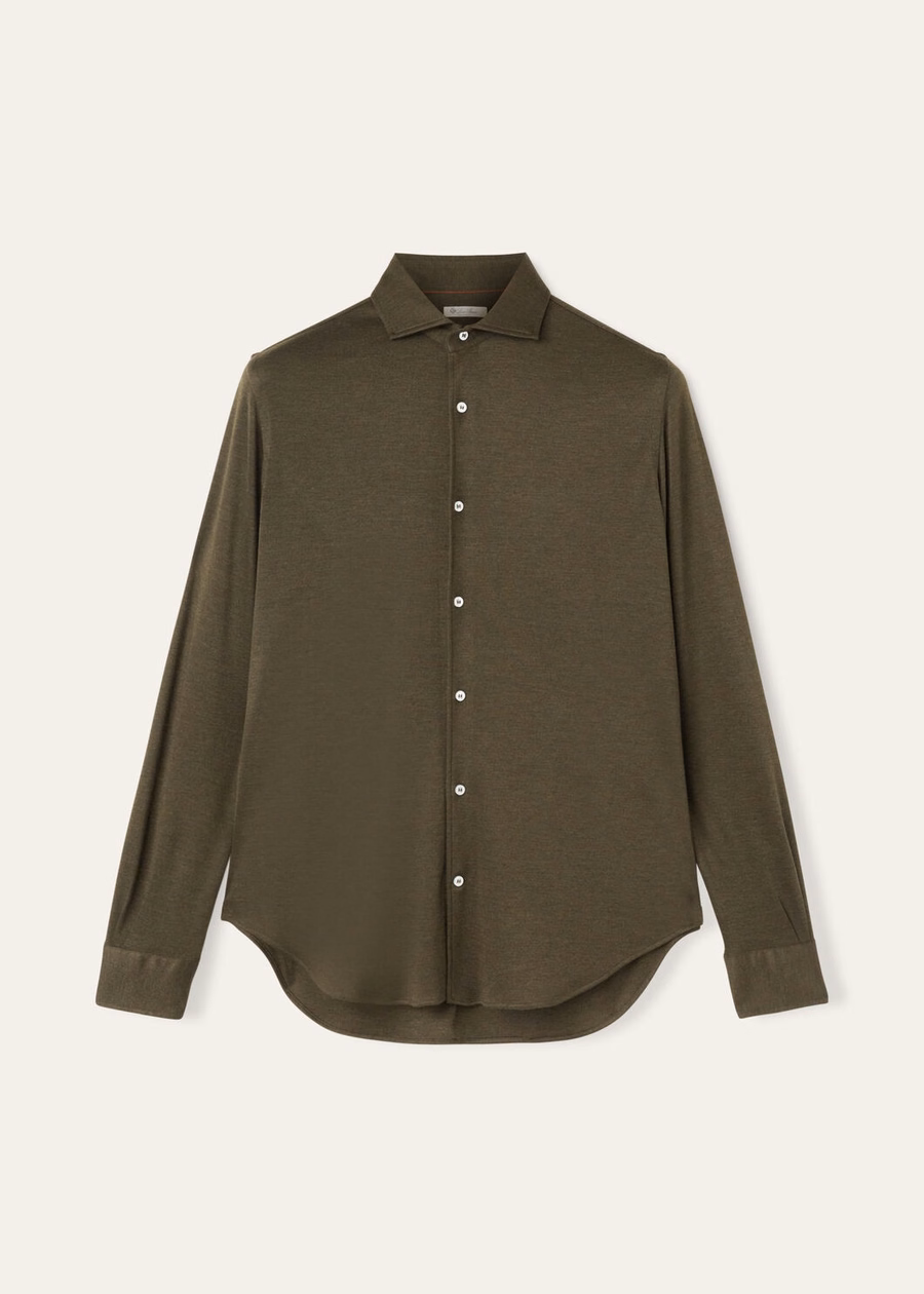 Andrew Shirt Silk Cashmere Pine Grove