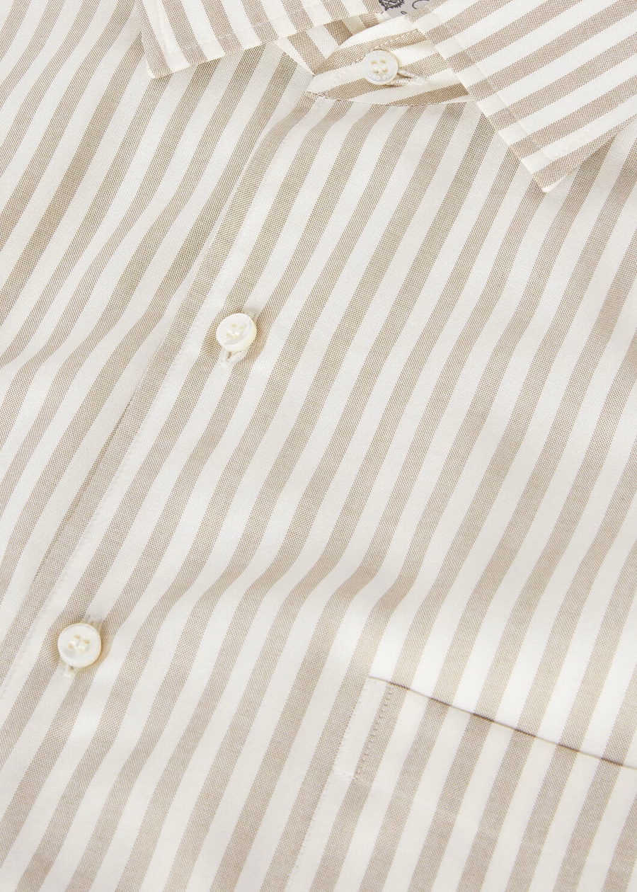 Andre Silk Washed Taupe Striped Shirt