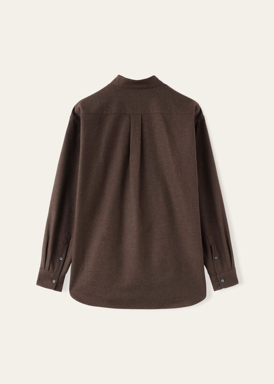 Elia Cashmere Virgin Wool Cocoa Truffle Melange Polo Shirt