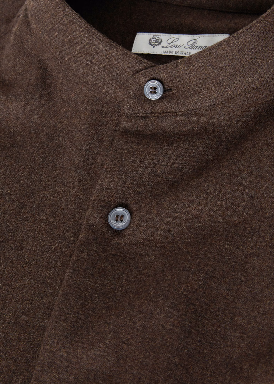 Elia Cashmere Virgin Wool Cocoa Truffle Melange Polo Shirt