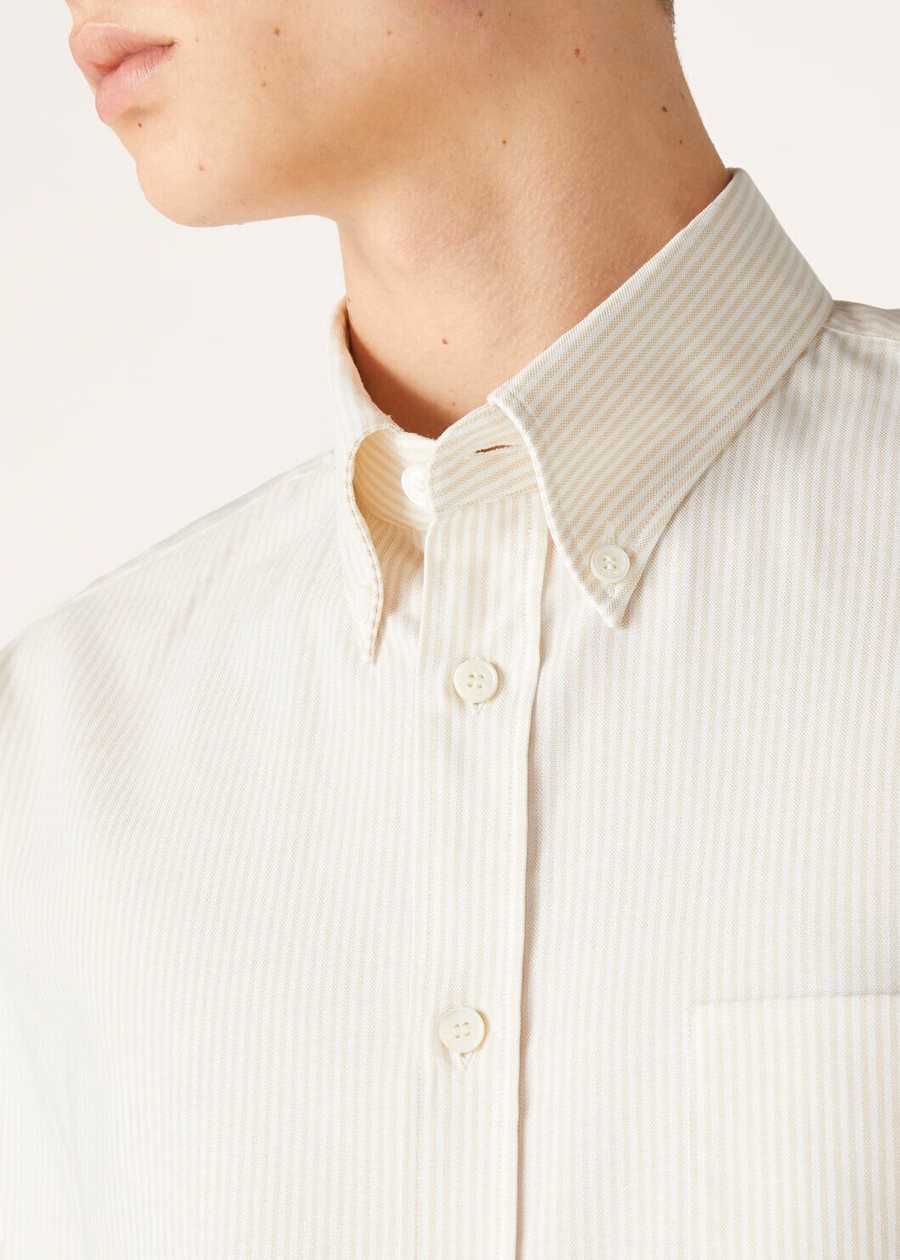 Elia Shirt Cotton Stripes Beige
