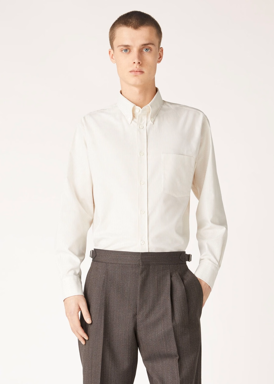 Elia Shirt Cotton Stripes Beige