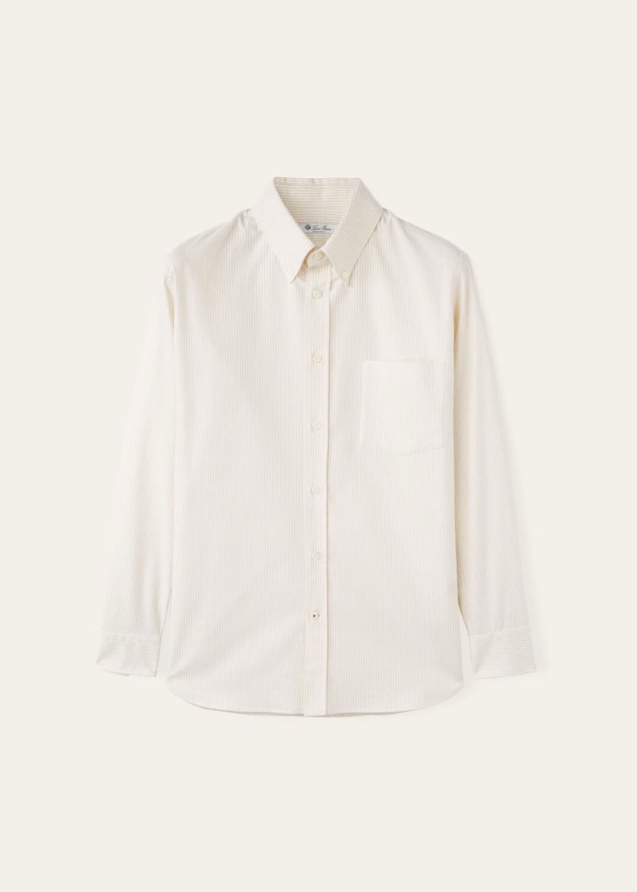 Elia Shirt Cotton Stripes Beige