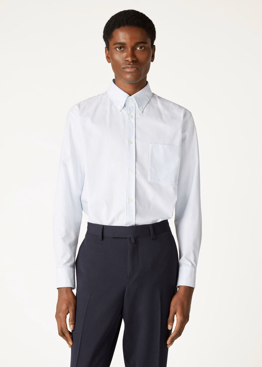 Elia Cotton Shirt White/Sky Stripes
