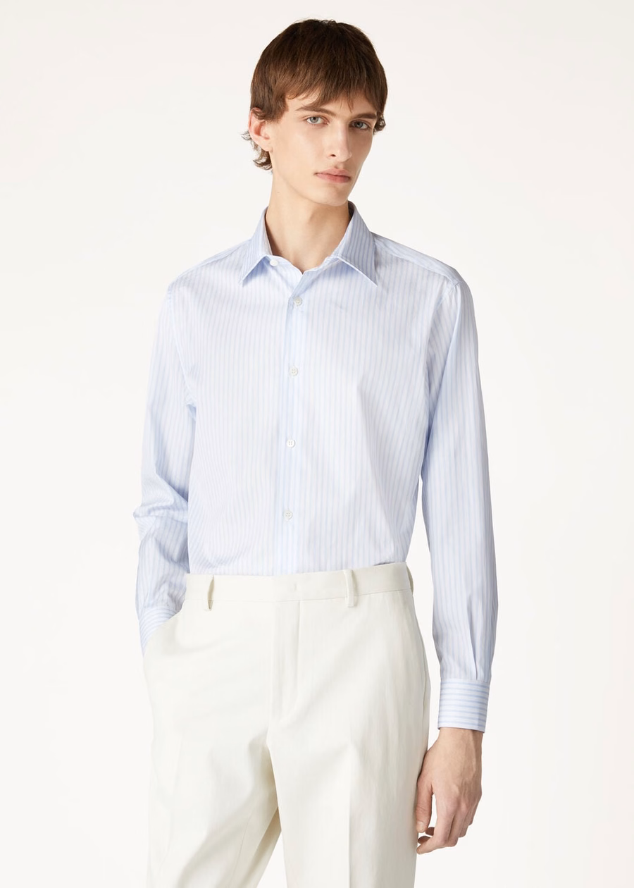 Filippo Cotton Shirt Celestial Sky Stripes