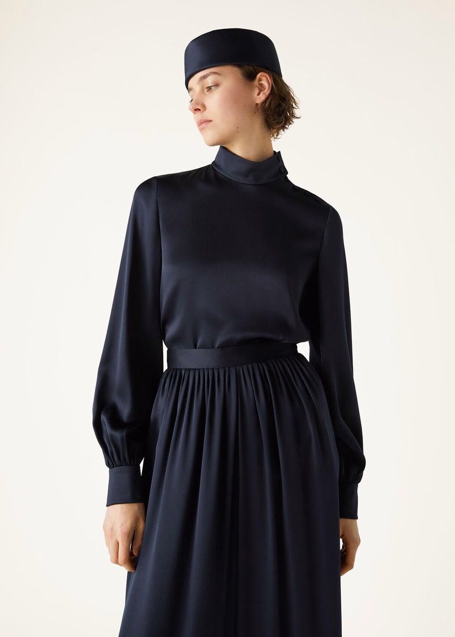 Carys Shirt Silk Navy Blue
