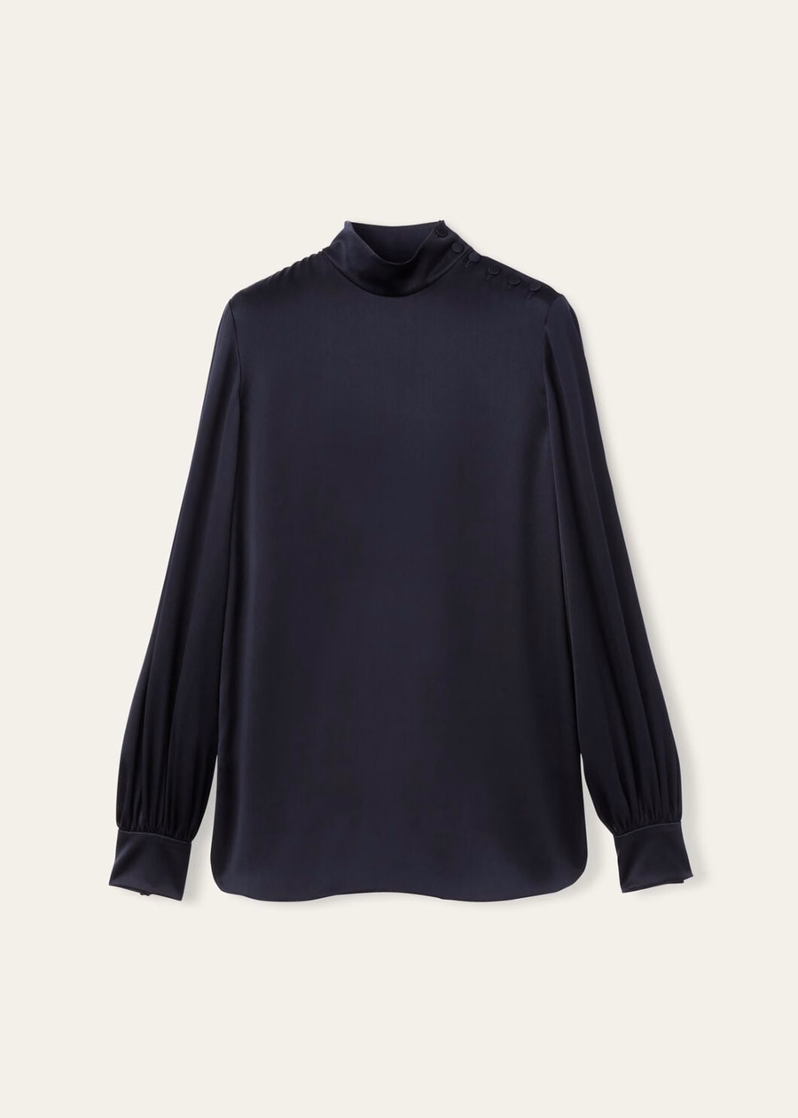 Carys Shirt Silk Navy Blue