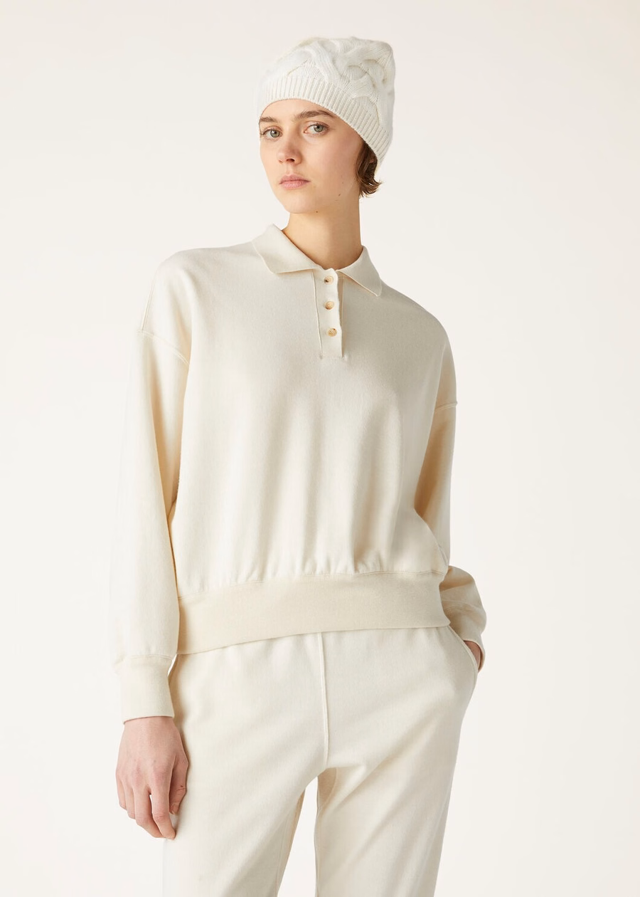 Cocooning Cashmere Polo Sweatshirt Vanilla Ivory