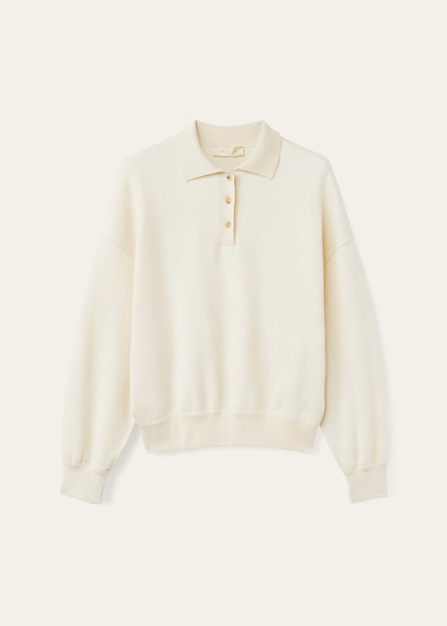 Cocooning Cashmere Polo Sweatshirt Vanilla Ivory