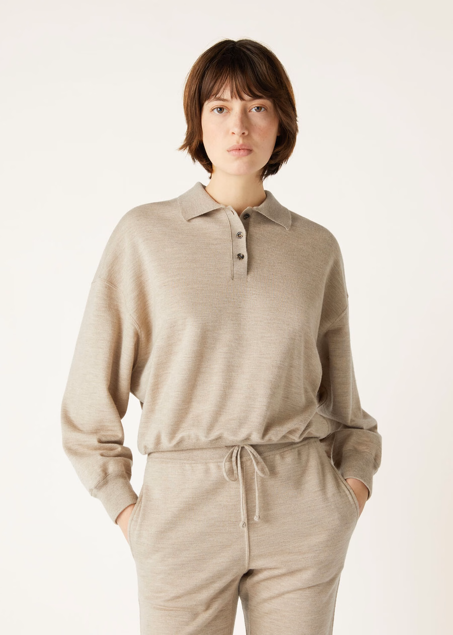 Cocooning Cashmere Polo Sweatshirt DEMY BROWN NAT