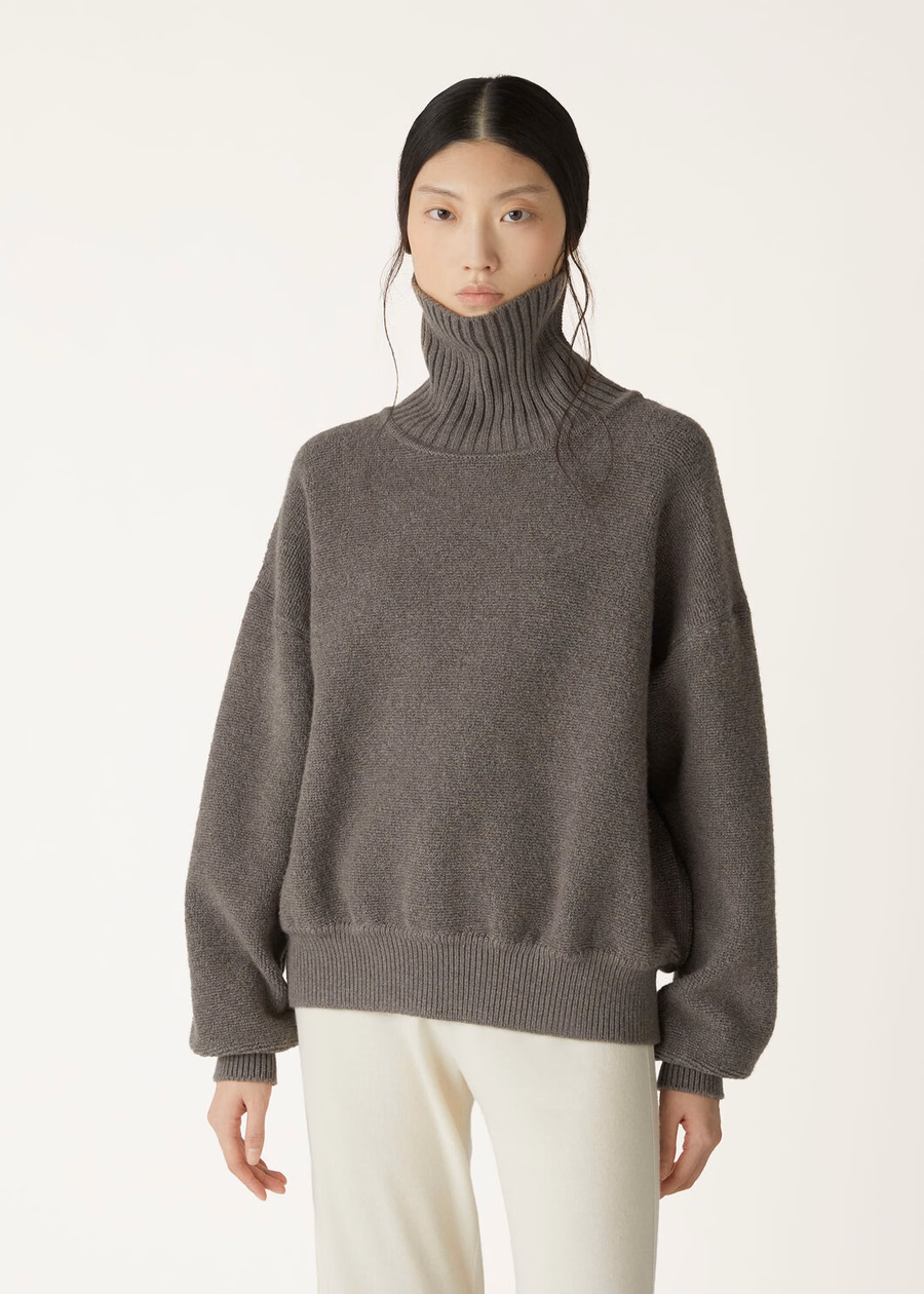 Cocooning High Neck Sweatshirt Cashmere Virgin Wool Pear Melange