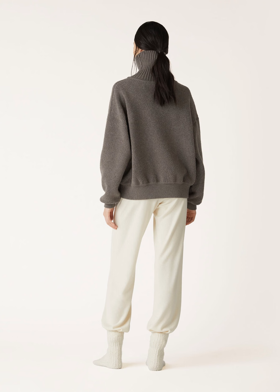 Cocooning High Neck Sweatshirt Cashmere Virgin Wool Pear Melange