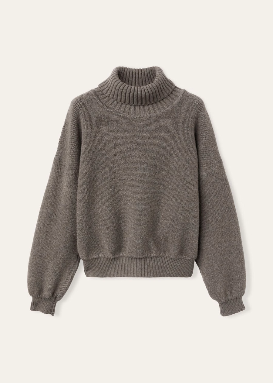 Cocooning High Neck Sweatshirt Cashmere Virgin Wool Pear Melange