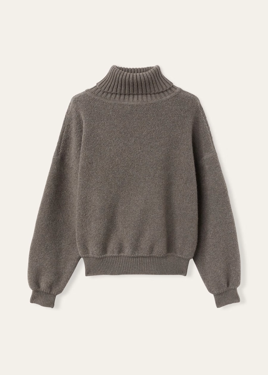Cocooning High Neck Sweatshirt Cashmere Virgin Wool Pear Melange