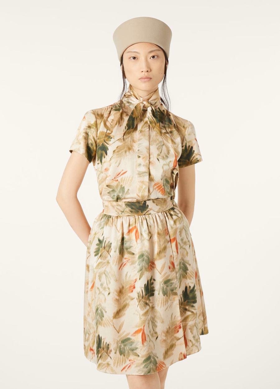 Febe Silk Cashmere Shirt Sun Kissed/Fluorite Green