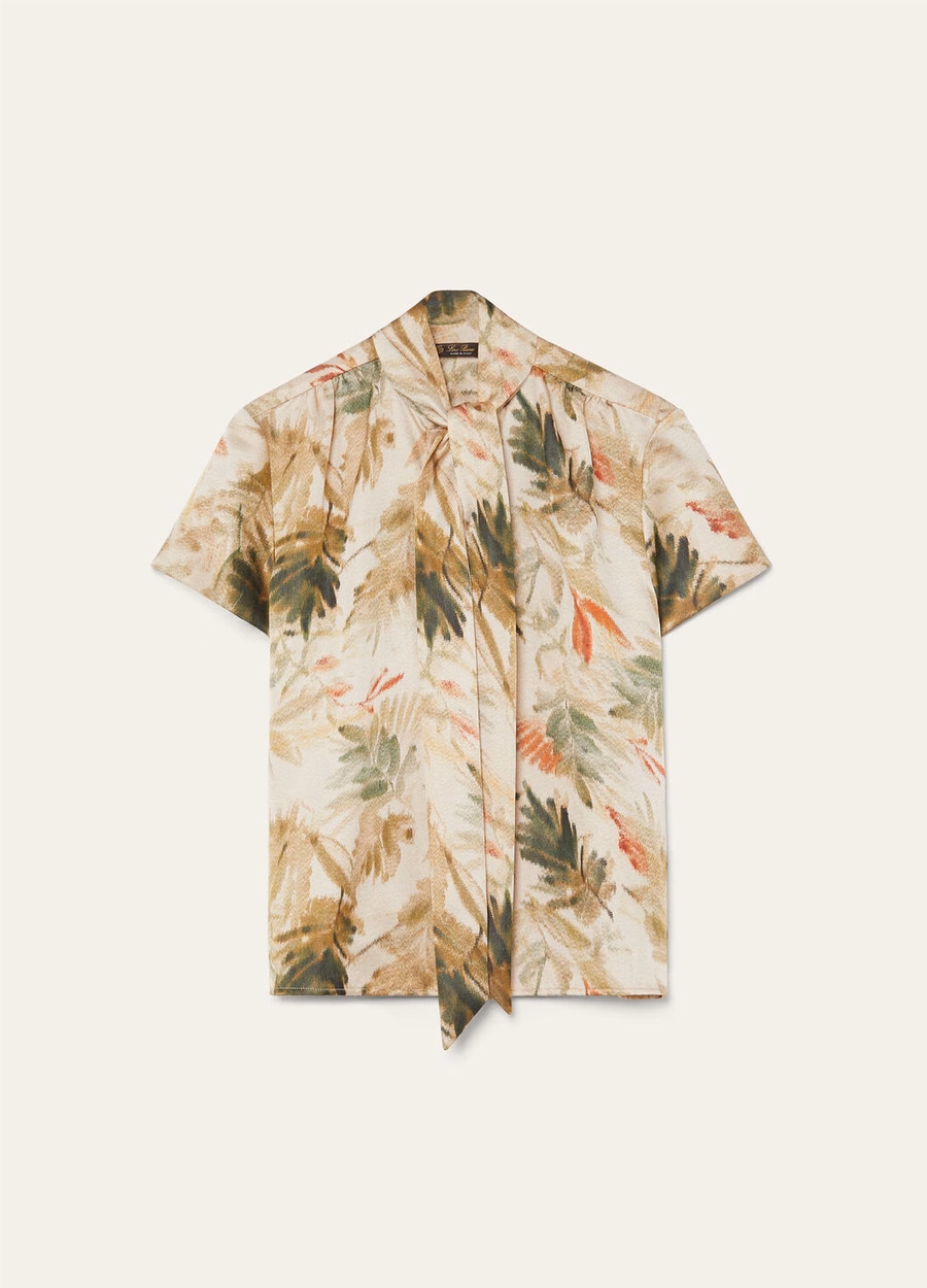 Febe Silk Cashmere Shirt Sun Kissed/Fluorite Green