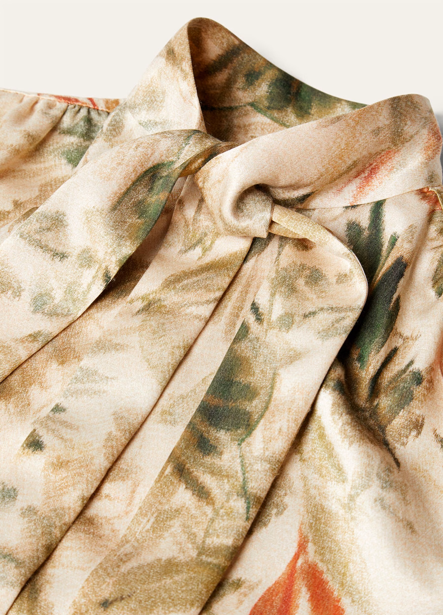 Febe Silk Cashmere Shirt Sun Kissed/Fluorite Green