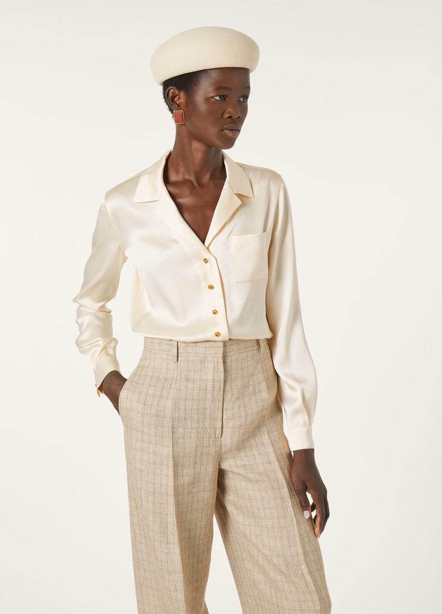 Ketty Silk Oatmeal Cream Shirt