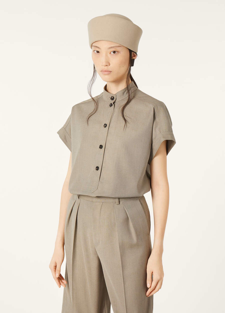 Elodie Shirt Silk Virgin Wool Anise