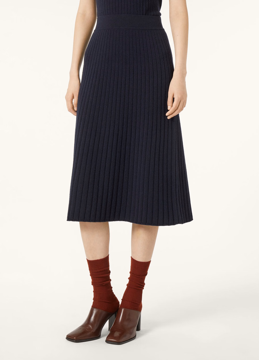 Navy Blue Baby Cashmere Coste Skirt