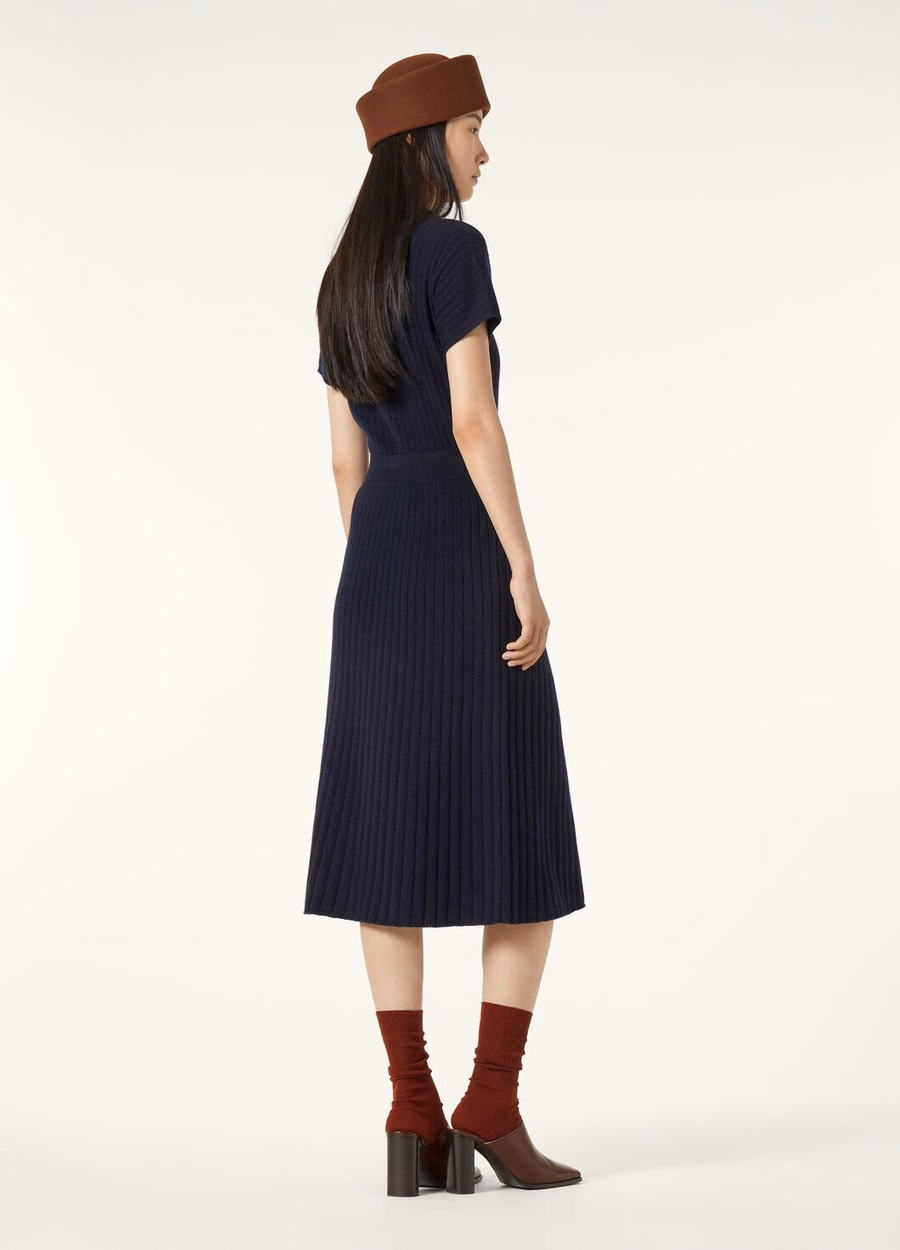 Navy Blue Baby Cashmere Coste Skirt