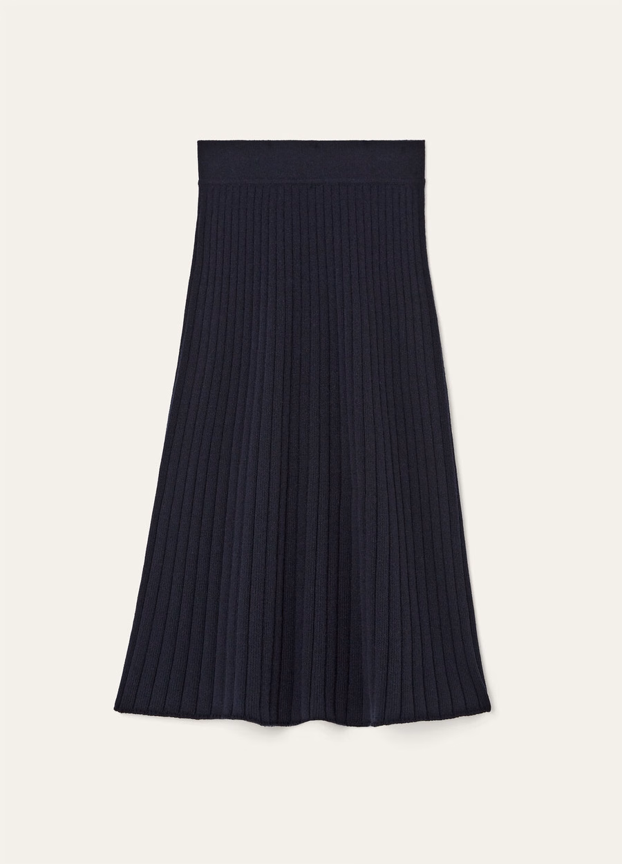 Navy Blue Baby Cashmere Coste Skirt