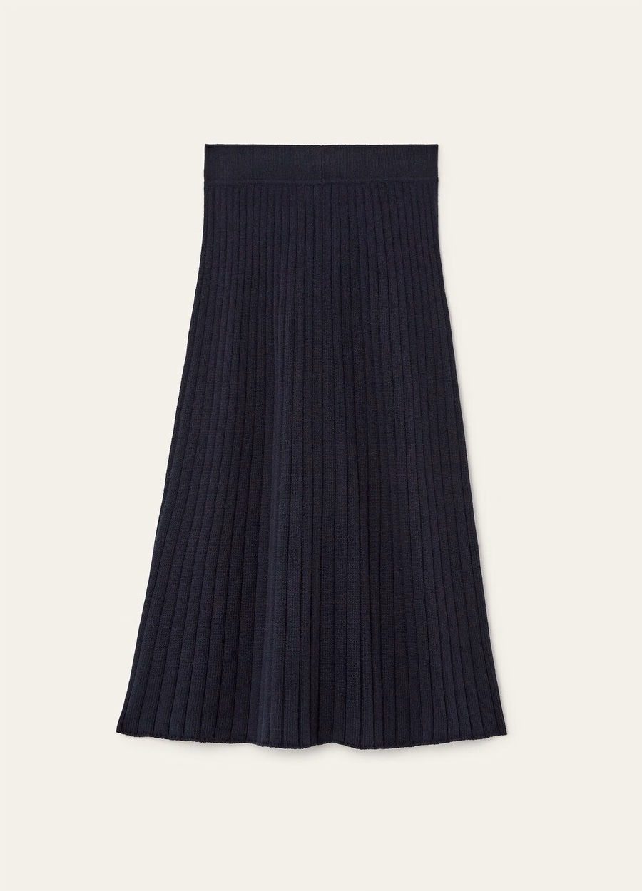 Navy Blue Baby Cashmere Coste Skirt