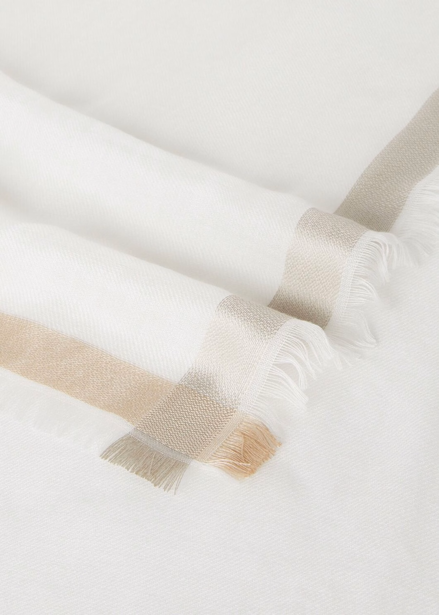 Rainbow Scarf Square Silk Cashmere Optic White/Neutral Ribbon