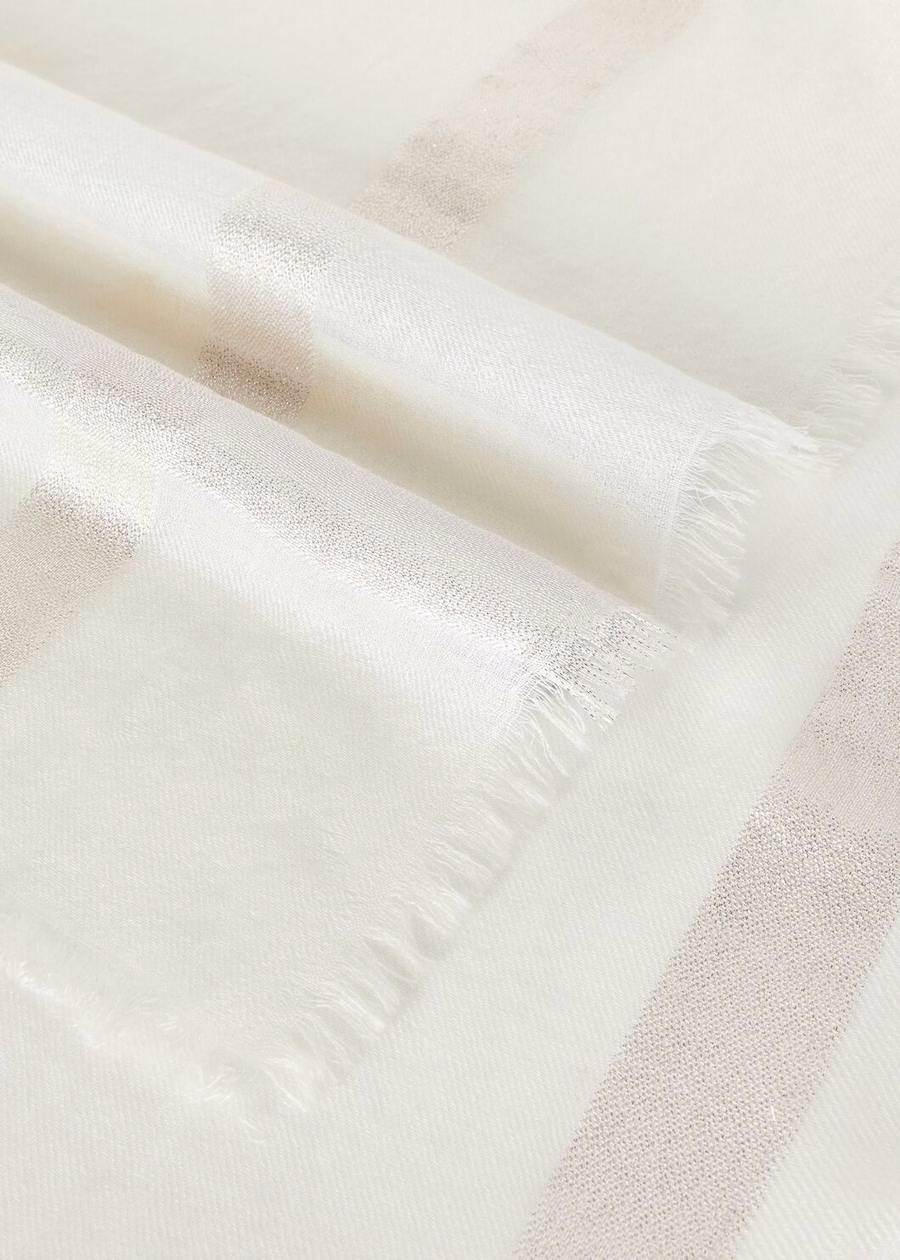 Quadrata Seara Oversized Silk Cashmere White Foulard
