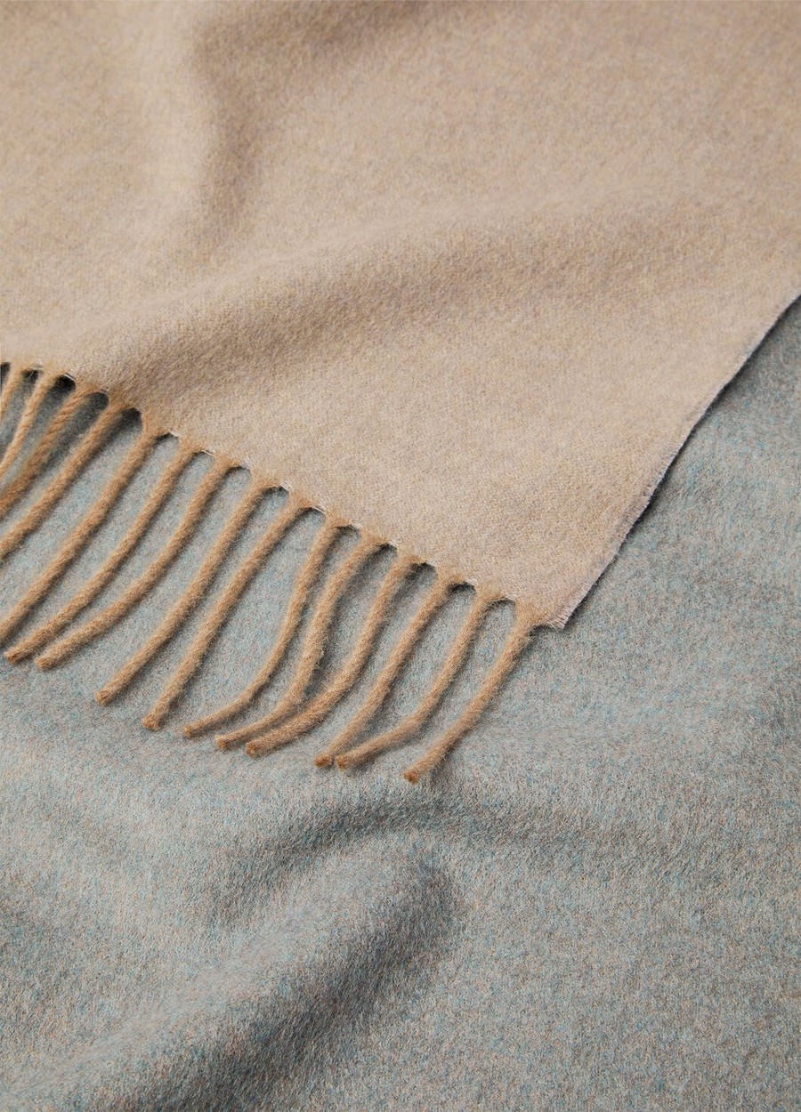 Two-tone Cashmere Scarf Lunar Rock Melange/Provincial Blue Melange