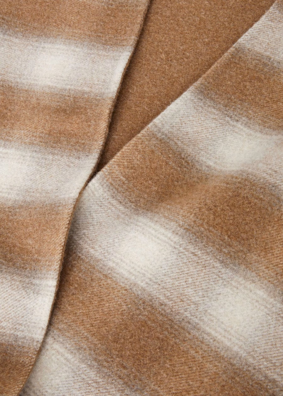 Tartan Wish Poncho Cashmere Virgin Wool Light Camel/Antique Paper