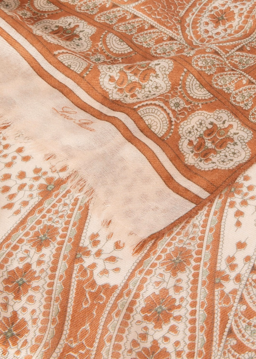 Maxi Fenera Stole Silk Cashmere Feather Pink/Leather Brown