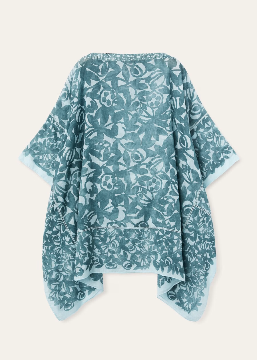 Provence Garden Poncho Cotton Spirulina Green/Tranquil Tide