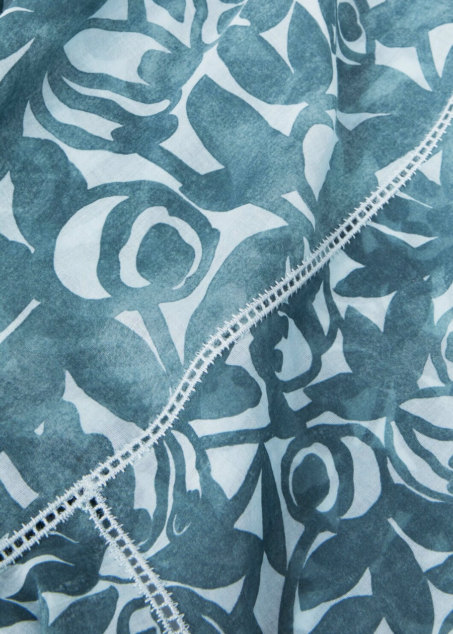 Provence Garden Poncho Cotton Spirulina Green/Tranquil Tide