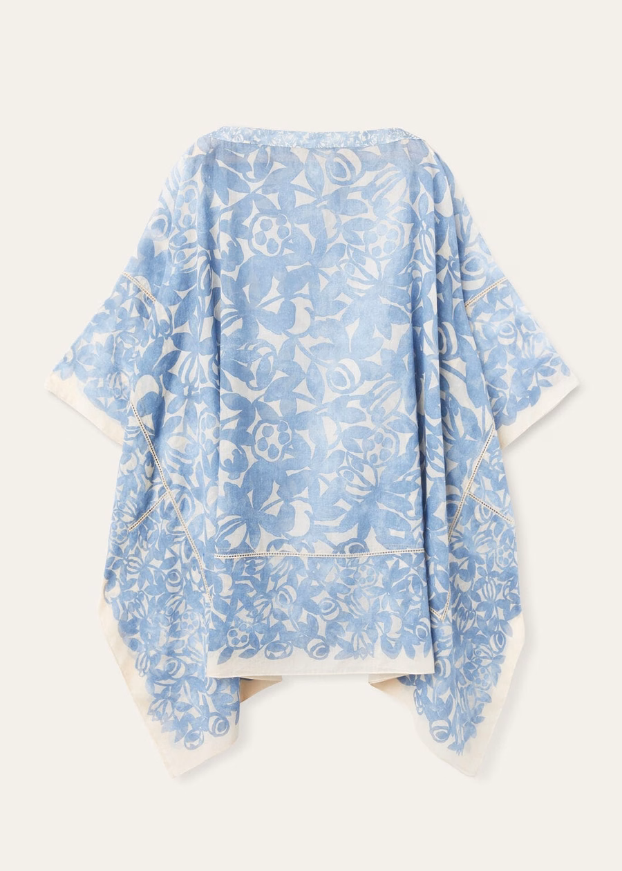 Provence Cotton Beau Blue/Creamed Honey Garden Poncho