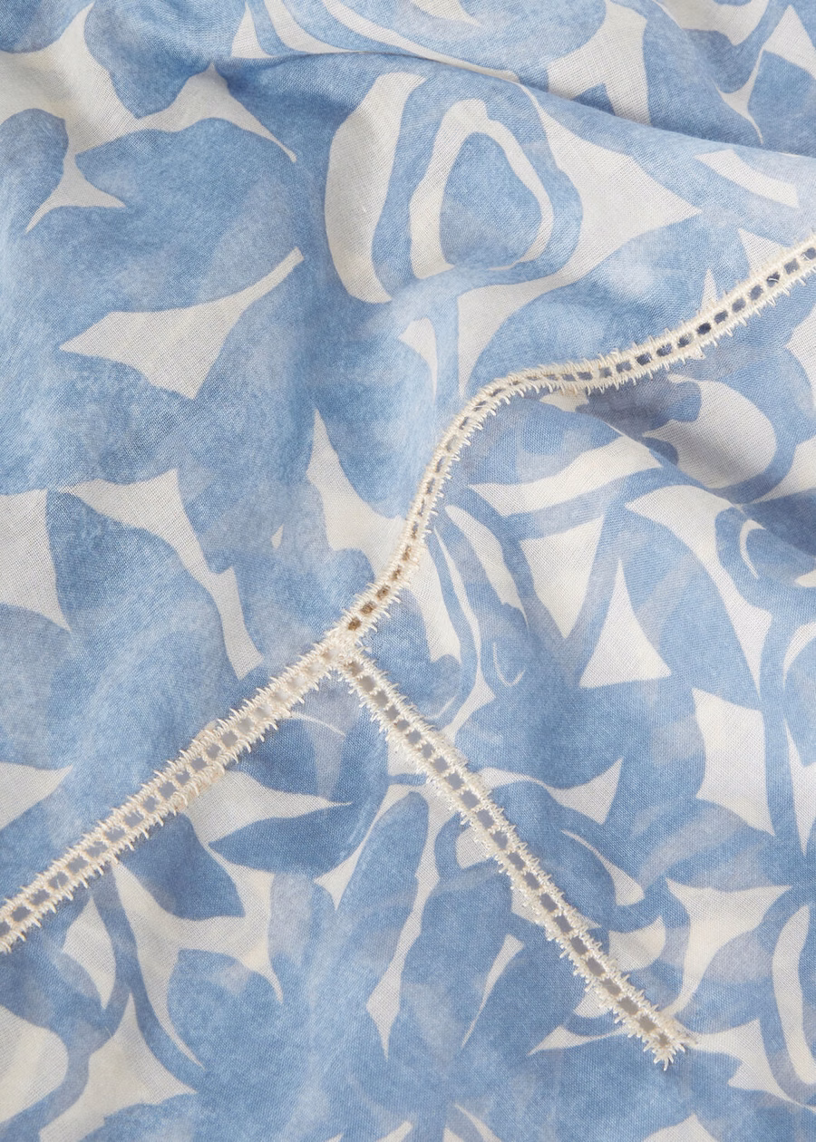 Provence Cotton Beau Blue/Creamed Honey Garden Poncho