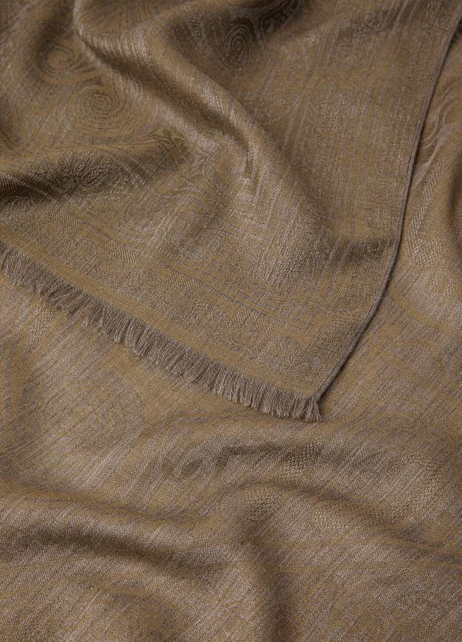 Sherazade Silk Cashmere Stole Deep Lichen Green/Frost Grey