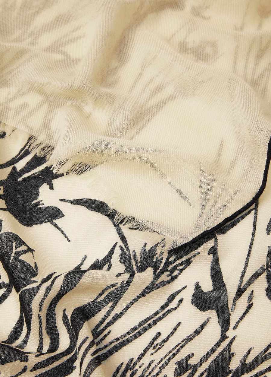 Loro Piana Campo di Lino Silk Cashmere Stole Clear Oyster/Black