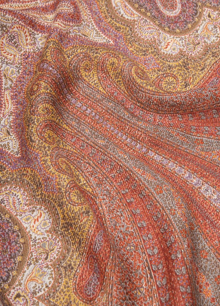 Sherazade Cashmere Silk Shawl Rumba Red/Purne Purple/Sunflower