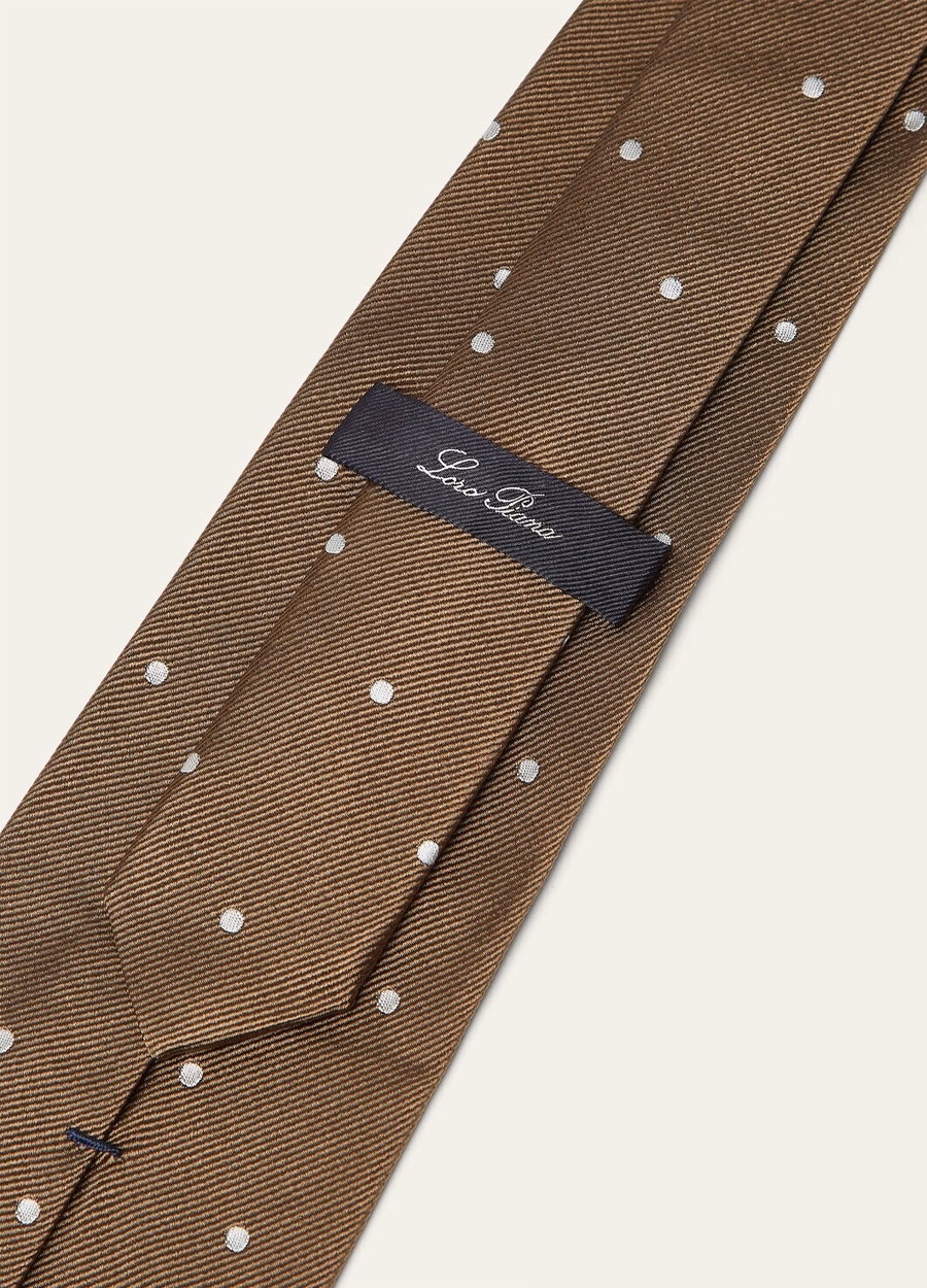 My Spots Silk Tie Sepia Brown/White Polka Dots