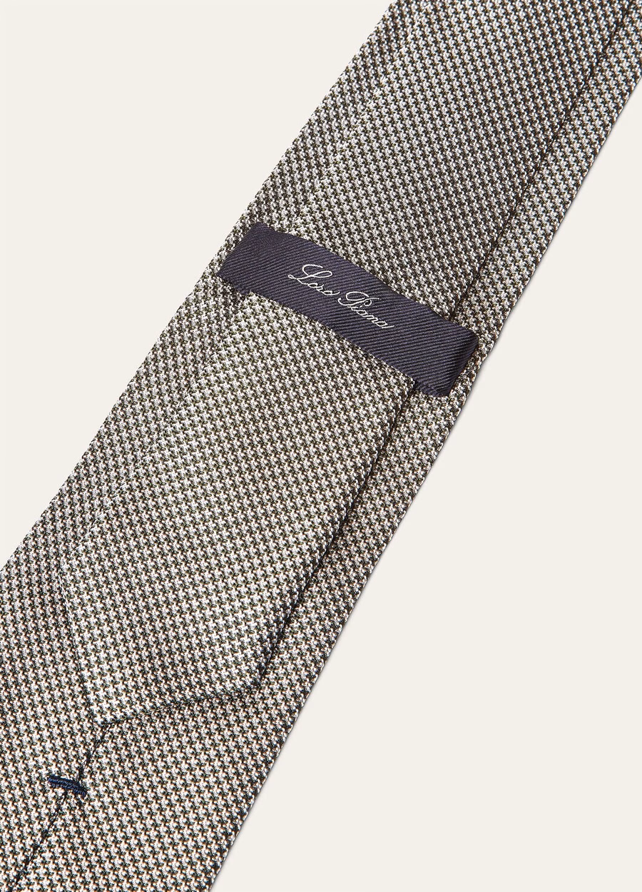 Yale Silk Silver White/Ivory/Deep Green tie
