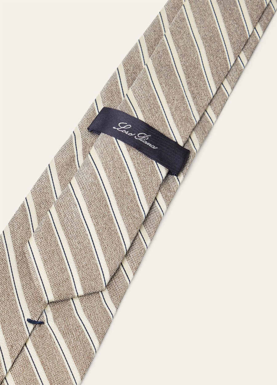 Yale Silk Moonlight Tie Beige/Egret/Black Iris