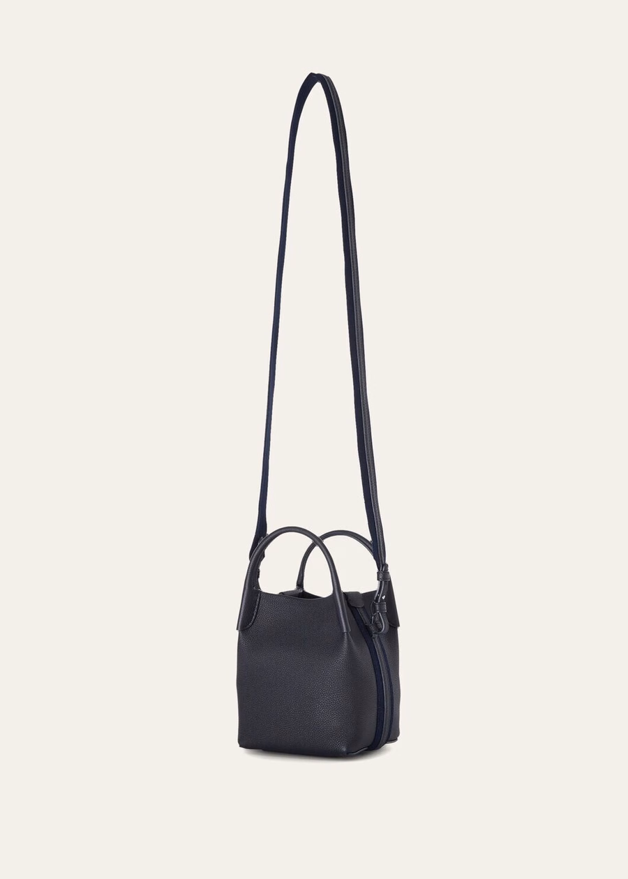 Micro Bale Bag Grained Calfskin Navy Blue