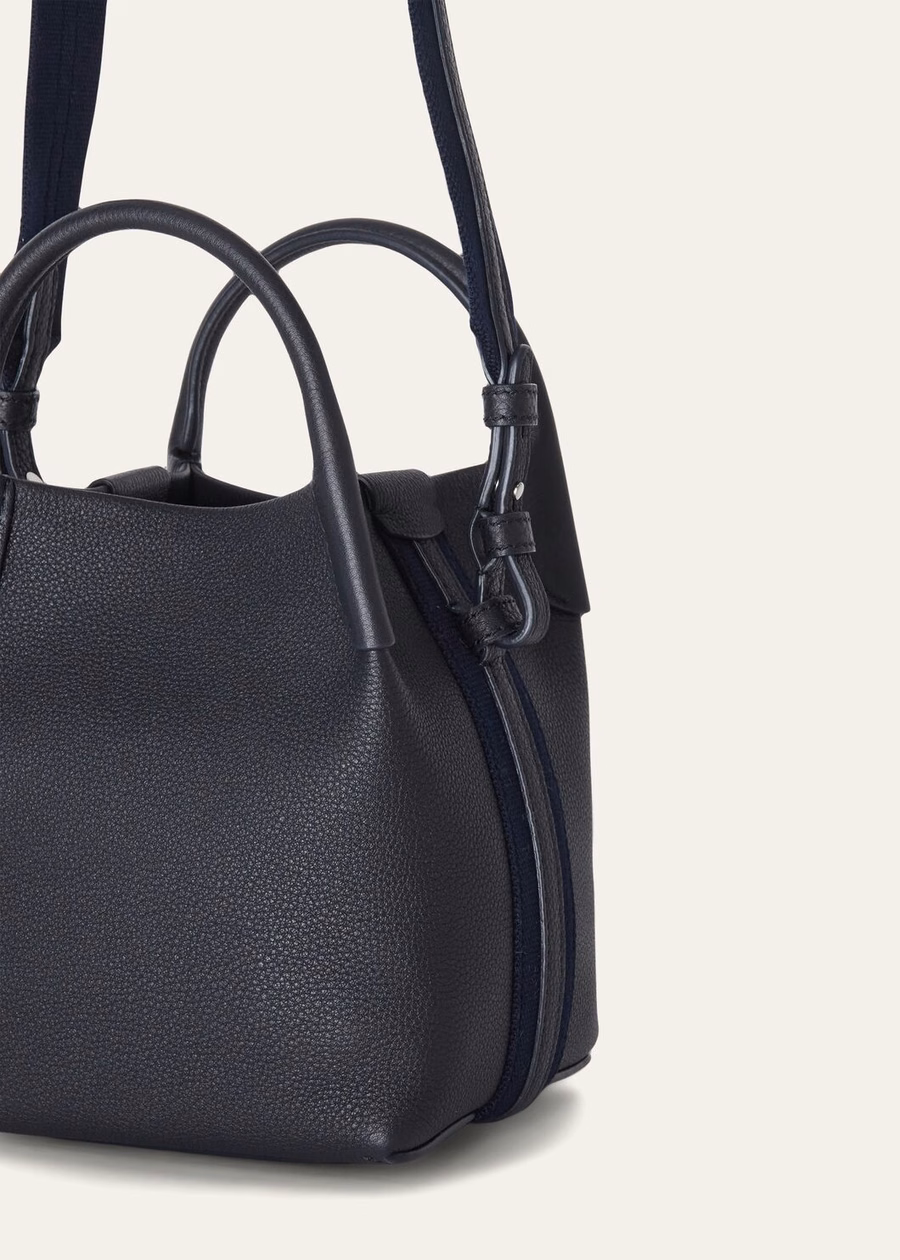 Micro Bale Bag Grained Calfskin Navy Blue