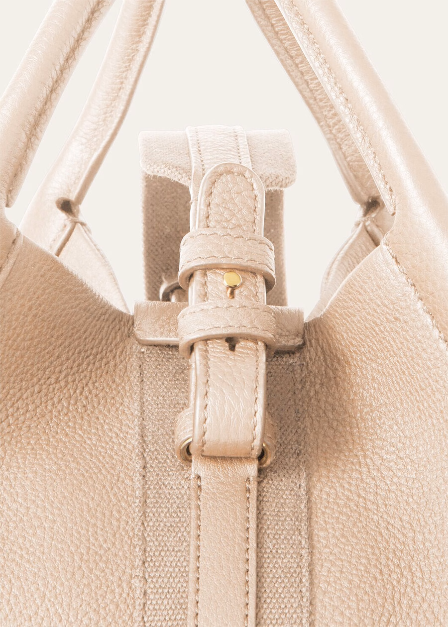 Small Bale Bag Grained Calfskin Cream Honey/Sun Gold