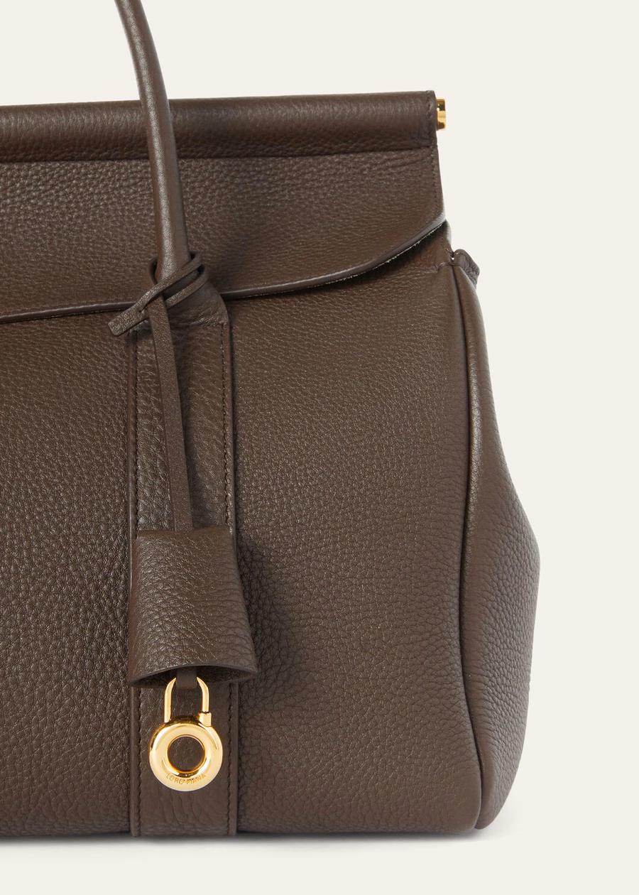 Loom Bag L32 Grained Calfskin Dark Chocolate Licorice/Sun Gold