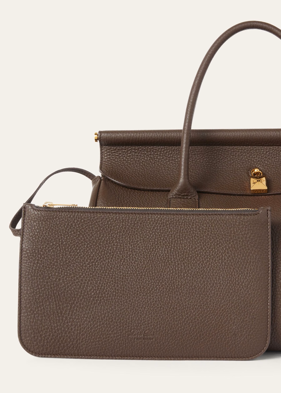 Loom Bag L32 Grained Calfskin Dark Chocolate Licorice/Sun Gold